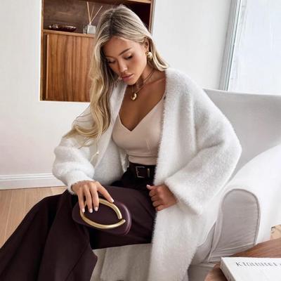 Модный женский пушистый кардиган 2025: Свободный, Универсальный и Стильный для Осени/Зимы Европейская и Американская Мода