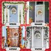 Rustic Wooden Welcome Sign for Home Interchangeable Sign, Seasonal Magnetic/Insert Icon Hanger, Front Door Farmhouse Round Wood Hanging Piece