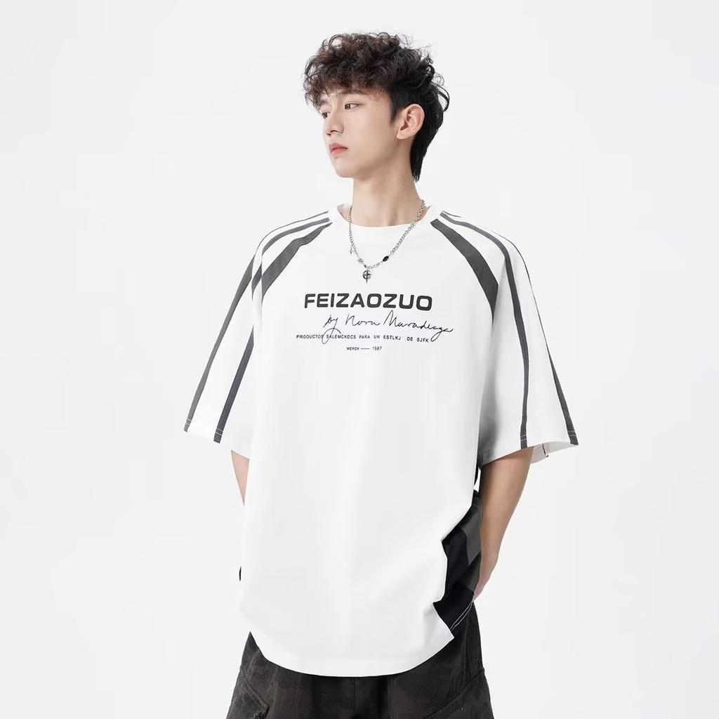 Футболка с коротким рукавом, мужская модная брендовая летняя свободная футболка с коротким рукавом 2025 года, новинка в Интернете, модная простая принтованная футболка