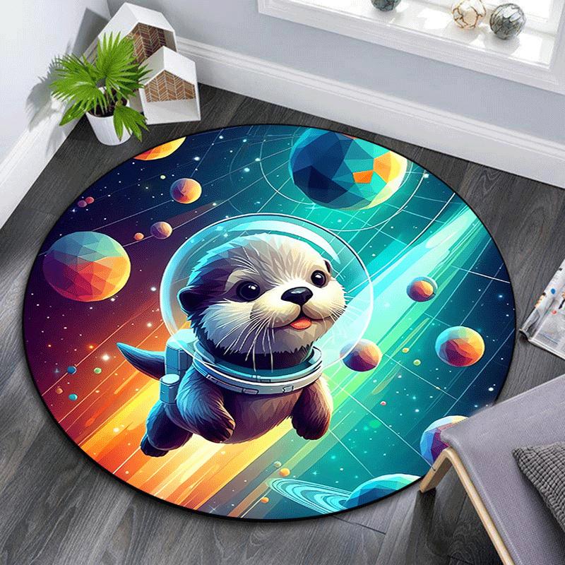 1pc Soft, Absorbent & Non Slip Planet Animals Round Rug Soft Circle Rug for Living Room & Bedroom Decor, Chair Mats, and Unforgettable Home