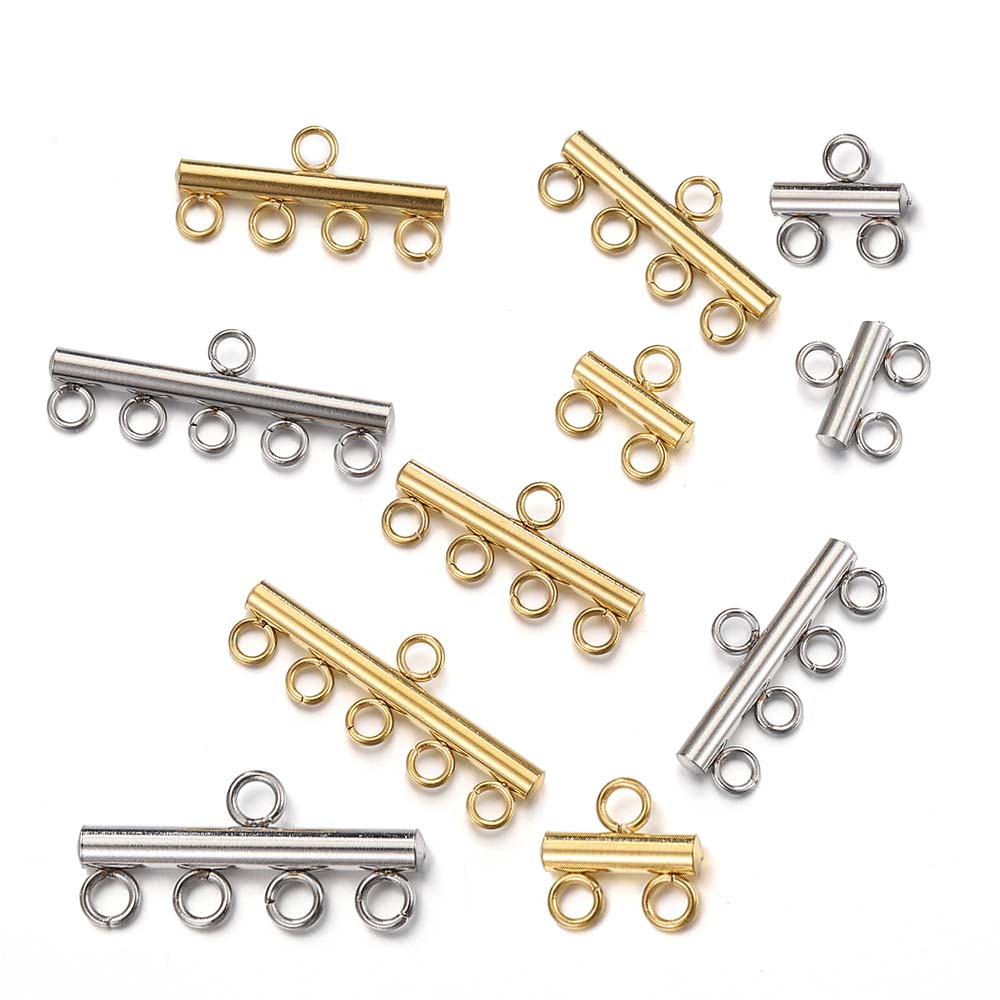 20pcs Stainless Steel Necklace Bracelet Layer Clasps Pendant Bail Connect Tassel DIY Connectors Jewelry Making Earrings Supplies