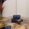 Molten Glass Bowl on Wood Mini Blue