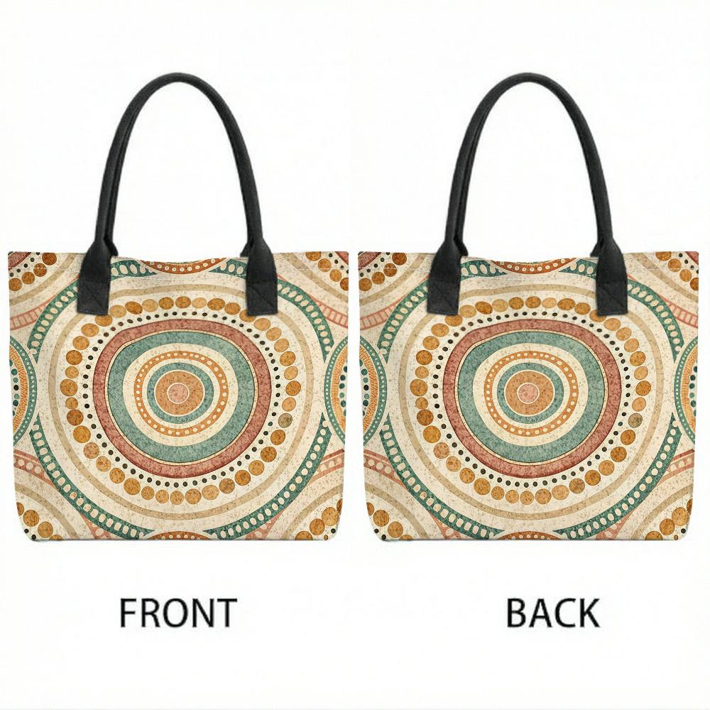 Boho Tribal Pattern Tote Bag Large Capacity Daily Commuter Shoulder Bag for Shopping Travel