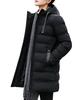 EASTEMPO Long Down Coat for Casual and Solid Warm and Plus Sizes Men's Fall/Winter, Stylish, Color, Thick, Padded, (JP, Alphabet, L, Black)