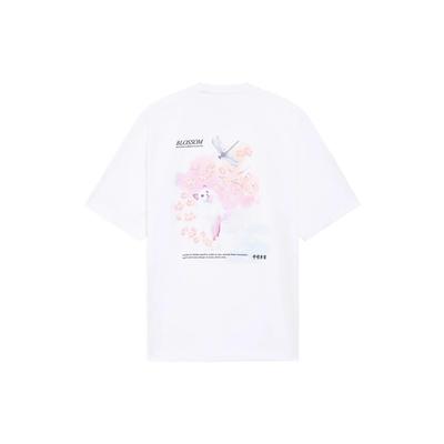 Li-Ning SS22 Sakura Series Дышащая повседневная спортивная футболка с тонким логотипом, топы унисекс, белая AHSS911-1