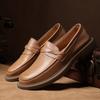 2025 Direct Supply New Lazy One-pedal Leather Trendy Shoes Round Head Leather Shoes Men's Soft-soled Doudou Shoes Casual Leather Shoes