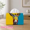 1pc 2d Flat-printed 17.78x10.92x12.95cm Tissue Box Vibrant Colorful Deer Pop Art Portrait Suitable for Home, Office, Vehicle and Party Settings CC608L