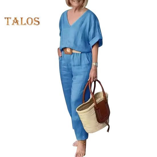 2 шт./компл., блузка, комплект брюк, топ с v-образным вырезом и длинными рукавами, широкие брюки, свободные брюки с эластичной резинкой на талии, повседневная домашняя одежда для поездок на работу, наряд