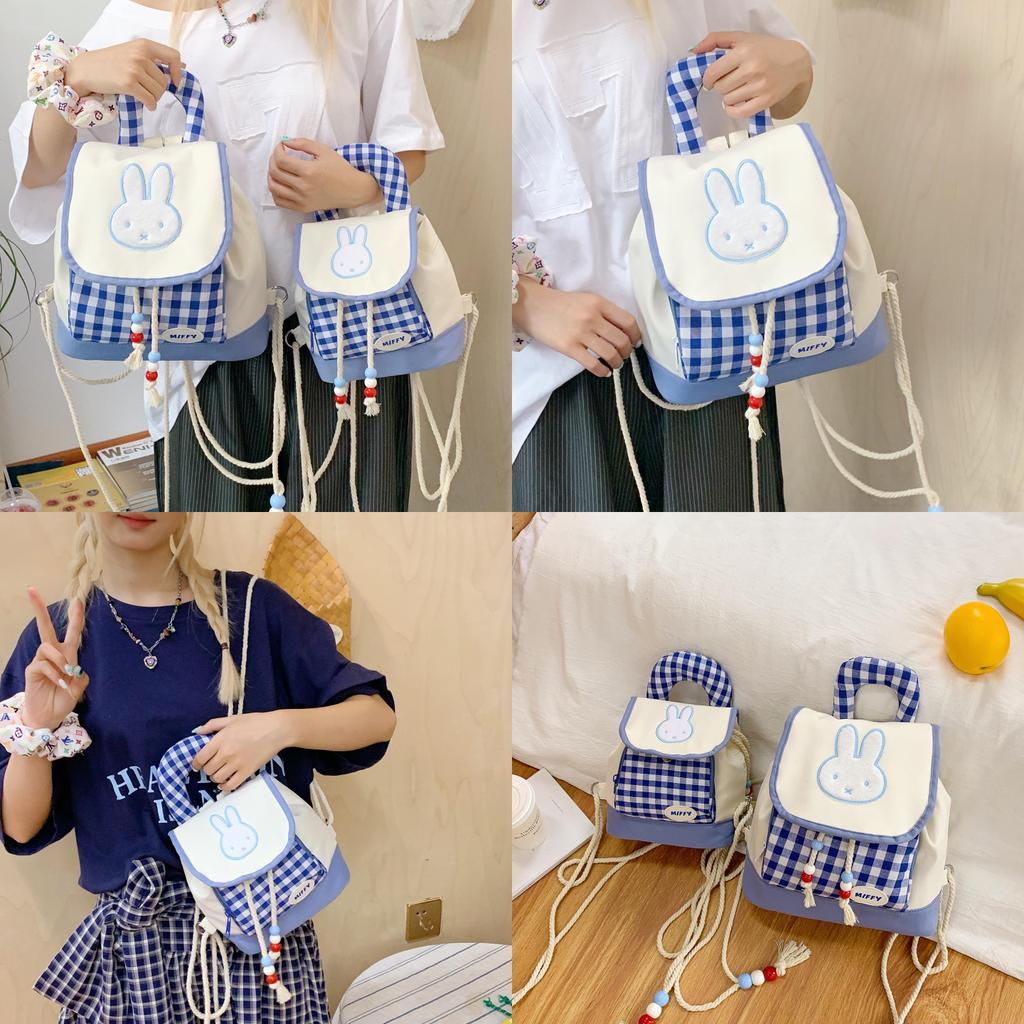 Miffy Cartoon Bunny Mini Backpack For Girls With Nylon Material And Inside Pocket For School Use