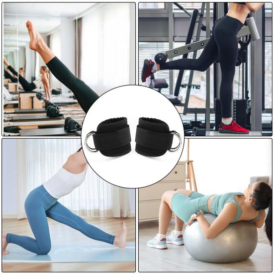 2 шт. манжеты для фитнеса на щиколотке с D-образным кольцом, регулируемые для мужчин и женщин, упражнения на бедра, силовые тренировки, эспандер, аксессуары, ремни на щиколотке, тренировки в домашнем спортзале
