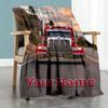Peterbilt Heavy Trucks Personalized Text Blanket Multi-purpose Customizable Blanket Ultra-Soft Throw For Living Room Home Decor Chair Bedding