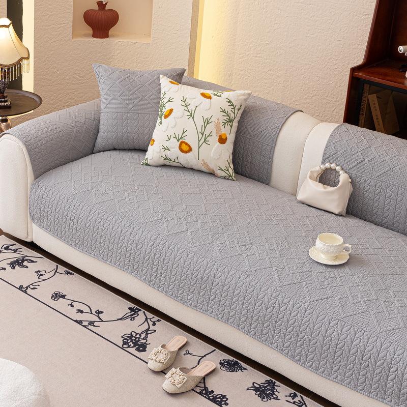 Cotton Sofa Cushion Universal In All Seasons Washed Quilted Sofa Cover Straight Row Three-Seat Sofa Cushion Universal In All Seasons