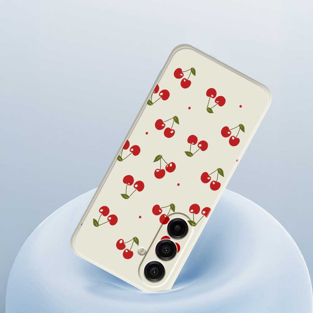 For Samsung Galaxy A17 5G Case Cherry Pattern Printing Straight Edge TPU Phone Back Cover