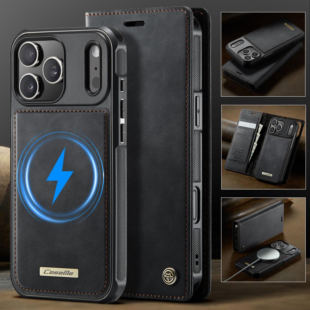For iPhone 17 Pro Case CASEME C49 Compatible with MagSafe RFID Blocking Detachable Wallet Leather Phone Cover