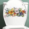 1pc Beautiful Lotus Butterfly Toilet Sticker Bathroom Toilet Cover Decorative Sticker Waterproof Self Adhesive