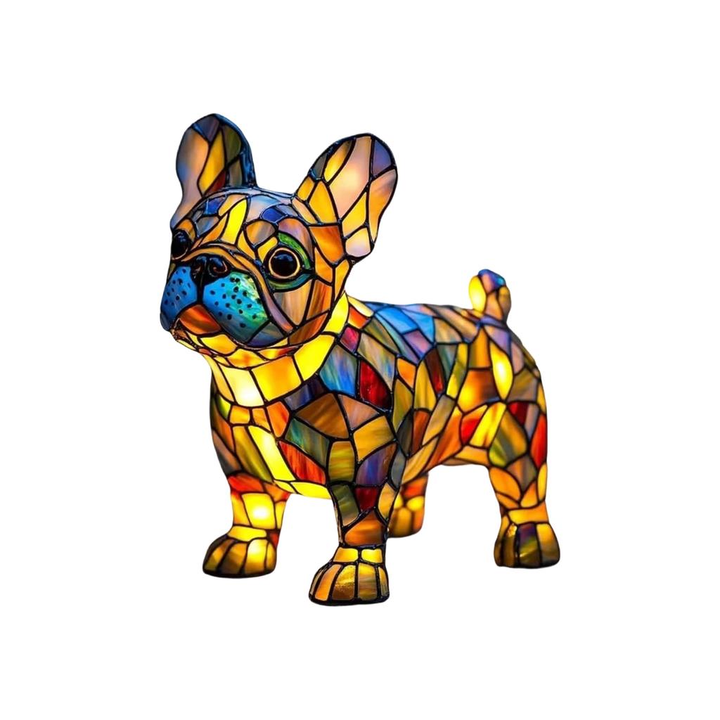 Настольная лампа из витражного стекла, Милый светодиодный светильник на тему домашних животных, Серия «Животные», Идеальный подарок для любителей домашних животных.