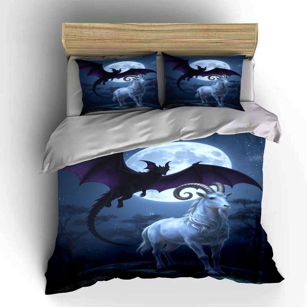 Dragon and goat design. Bedding sets Duvet cover sets Duvet covers Pillowcases(1 * Duvet Cover 2 * Pillowcases, without duvet insert)