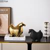 Абстрактная керамическая статуэтка толстой лошади Ручная работа Настольное украшение Орнаменты Креативная скульптура пятнистой лошади Декор для эстетики комнаты