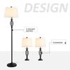 3-Piece Lamp Set 2 Table Lamps(diameter 38 x 158H cm) + 1 Floor Lamp(diameter 30 x 62H cm) with Foot Switch Reading Lamp for Living Room