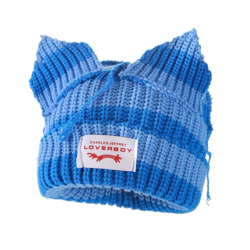 Custom Logo New Casual Knitted Beanie, French-style Knit Hat, Korean-style Cute Fox Ear Wool Hat for Daily Use and Cosplay