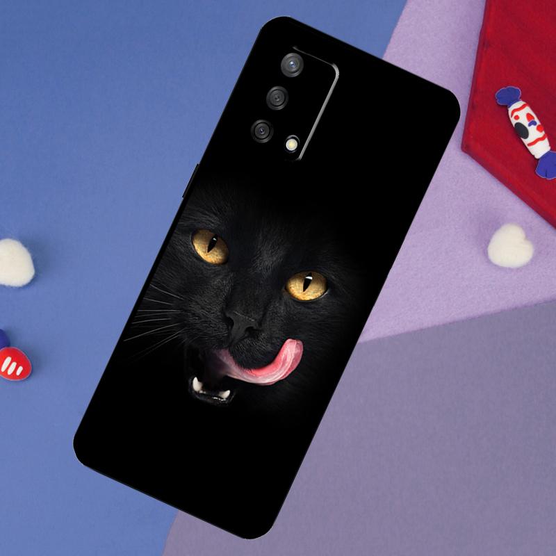 Черный Кошачий Мордочка Китти Чехол Для Oppo A78 A18 A38 A74 A94 A54 A58 A98 A80 A60 A40 A96 A76 A16 A15 A17 A57 A5 A6 Pro