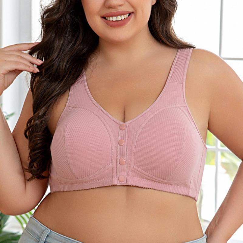 Новый стиль Тканевый на резьбе Чистый хлопок Застежка спереди Женское нижнее белье Жилет Креативный для среднего и пожилого возраста Большой размер Бюстгальтер без косточек