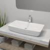 VidaXL Washbasin and Mixer Tap Ceramic Rectangular White Bathroom Sink 275493