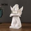 Home Decor Angel Candle Holder Little Holder, Resin Decorative Guardian Tea Light Romantic Retro Cherub Sculpture for Church Wedding Elegant
