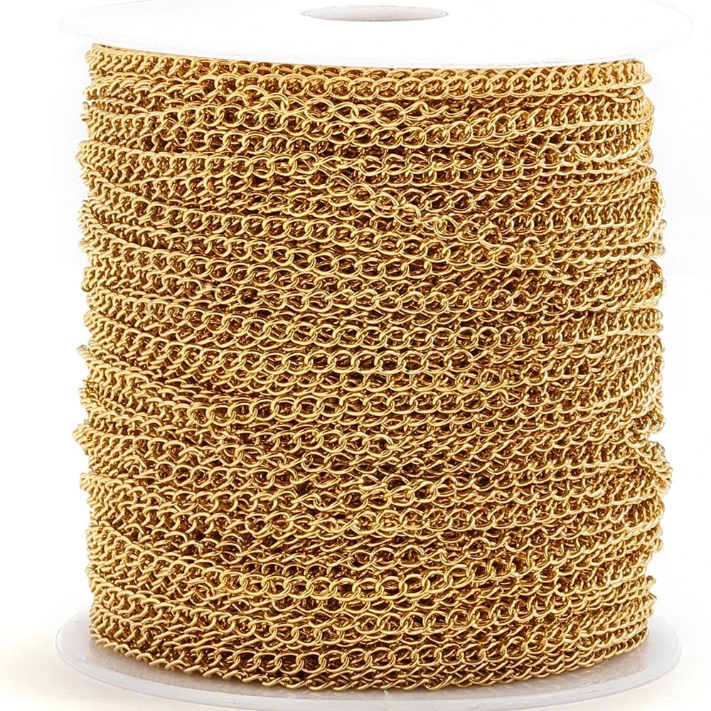 2meters Stainless Steel Extension Chain Gold Color Necklace Bracelet Supplies Chain Wholesale Accessories for Jewelry Making DIY