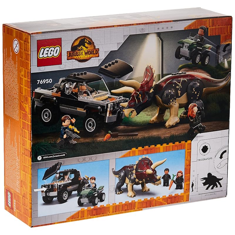 LEGO Мир Юрского Периода Атака Грузовика на Трицератопса 76950 Игрушечные Строительные Блоки Подарок Динозавр Мальчики Девочки Возраст 7+