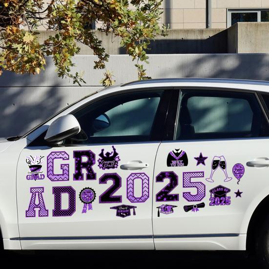2025 Graduation Car Magnets Congrats Grad Magnetic Stickers Set Graduation Party Decor Magnets for Cars Fridge Garage Mailbox