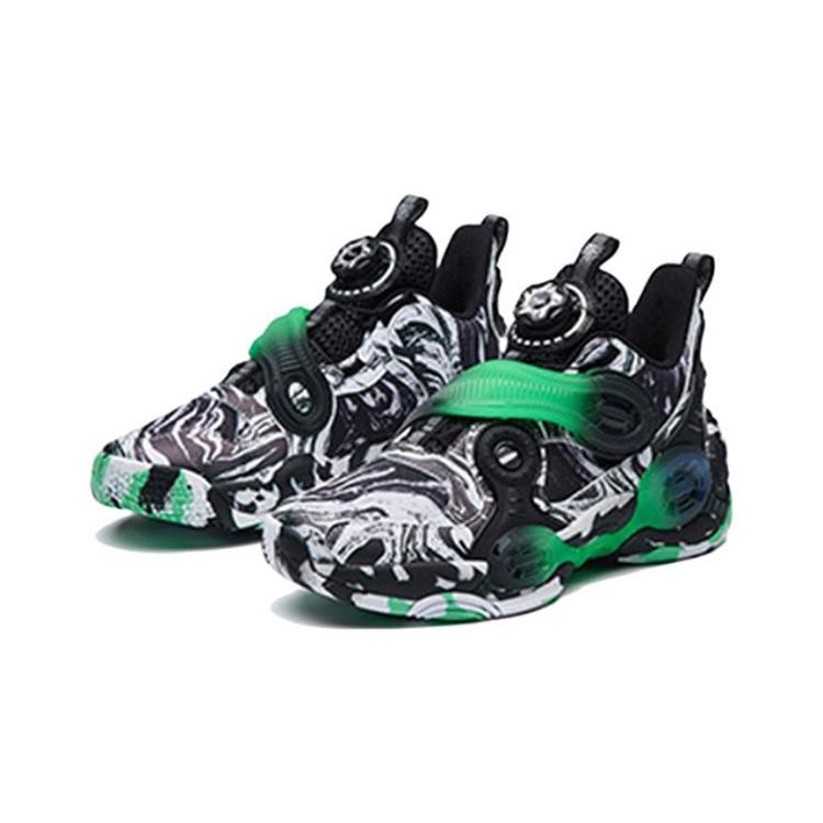 (GS) ANTA 2 Trendy Basketball Shoes 'Black White Green' Kids' 312231115-5