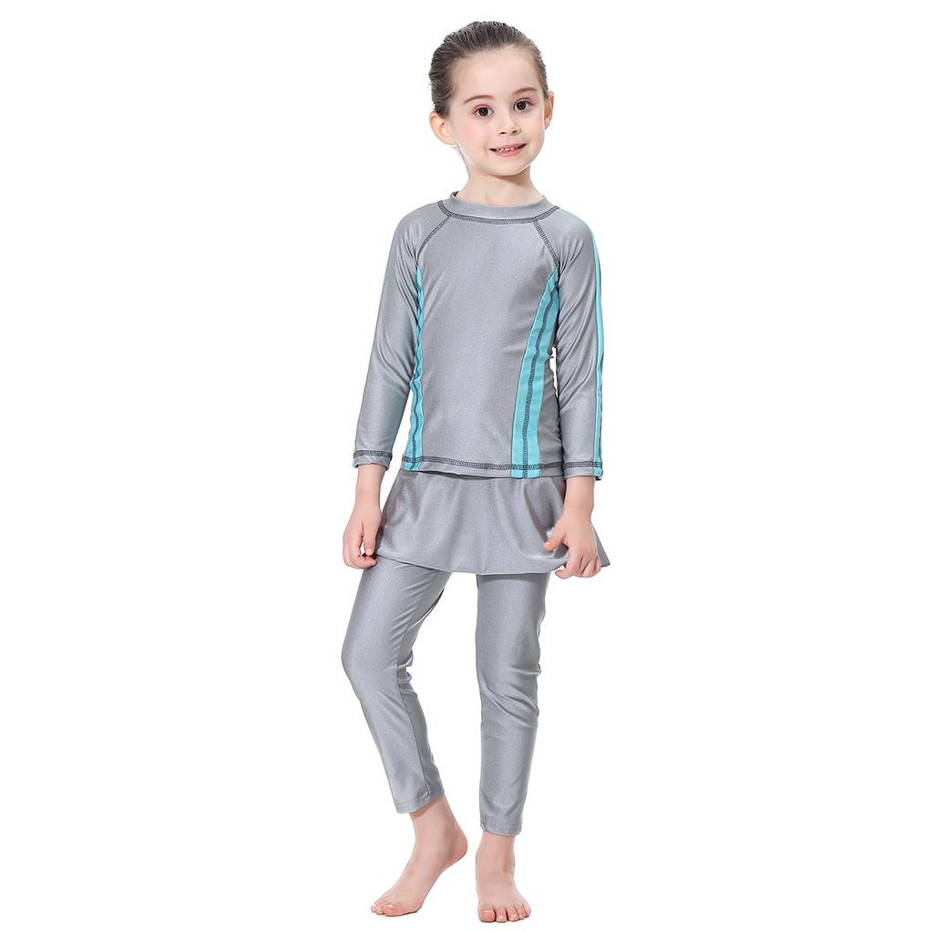 Three-Piece Swimsuit Girls Long Sleeve Full Cover Swimming Suit For Kids Muslim Swimwear Baby Children Swimming Bathing Suit