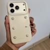 Чехол для телефона из кожи с жемчужным цветком в стиле INS для iPhone 17 Pro/16PM/15 Pro/14/13 Корейский дизайн