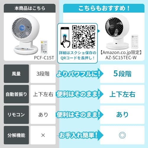 Irish Ohyama PCF-C15T Circulator Silent Remote Control and Timer