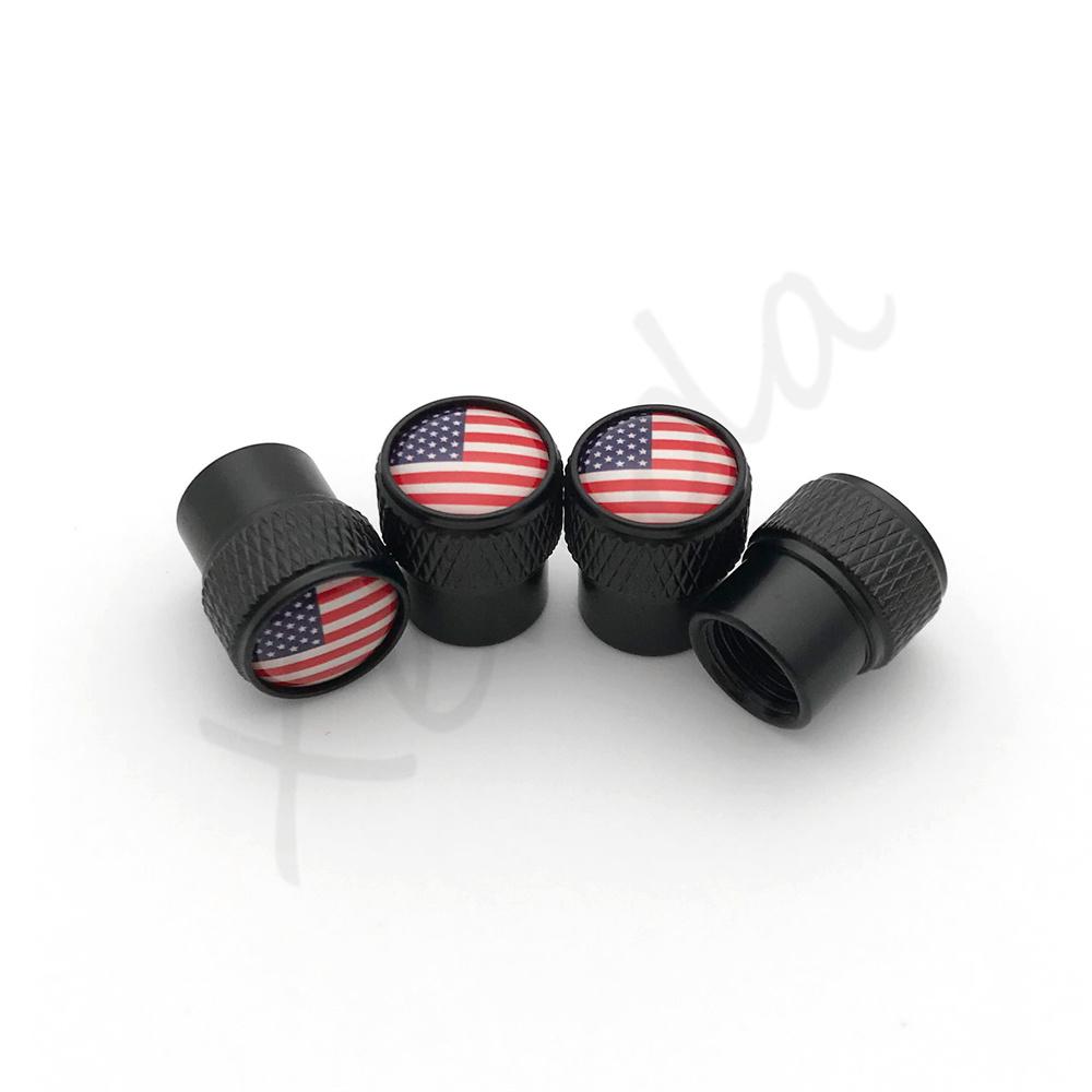 4Pcs USA US America Flags Logo Car Wheel Tire Valve Stem Caps Cover For Toyota Ford Chevrolet GMC VW Honda Jeep Auto Accessories