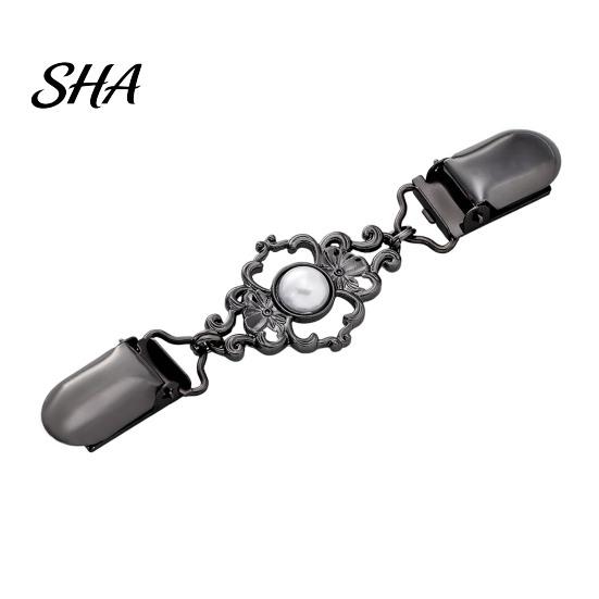 Clothing Decorative Buckle Vintage Faux Pearl Sweater Clip, Hold Cardigan Together, Cincher Clip for Dress Shawl Cloak, Accessories Women Retro Metal