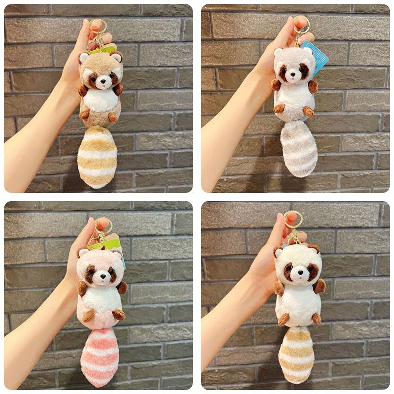 Fluffy Raccoon Plush Keychain Bag Decoration, Doll, 15*6.5cm