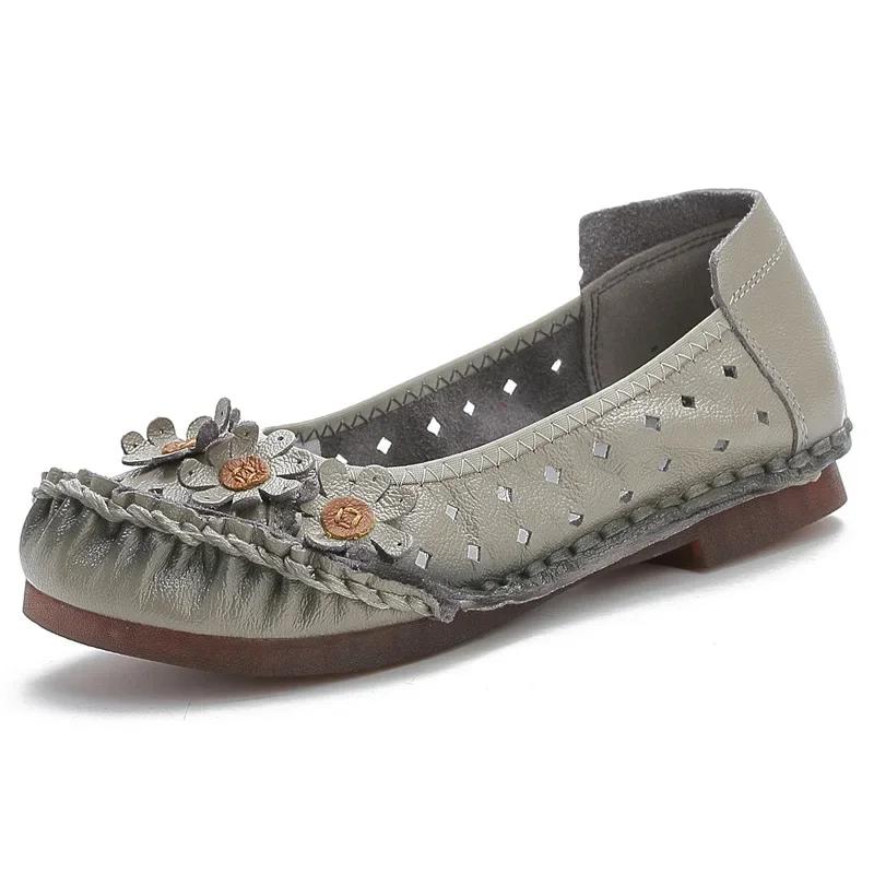 Модные новые женские туфли с цветами, этнические высококачественные лоферы, модные повседневные туфли на плоской подошве, женские туфли для мам на мягкой подошве 2024