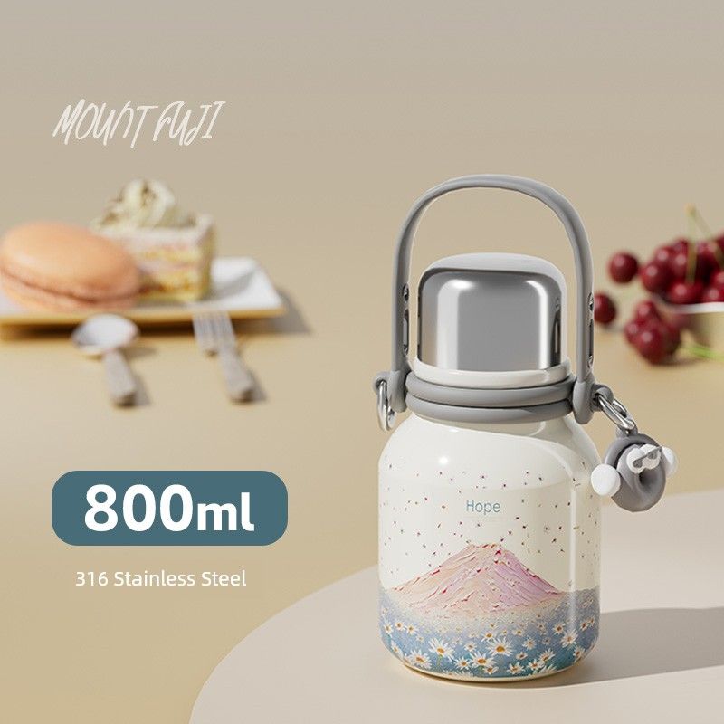 German Insulated Water Bottle, Large Capacity Thermos Cup, Stylish and High-End Design for Girls, Stainless Steel Tea Brewing Cup for Students
