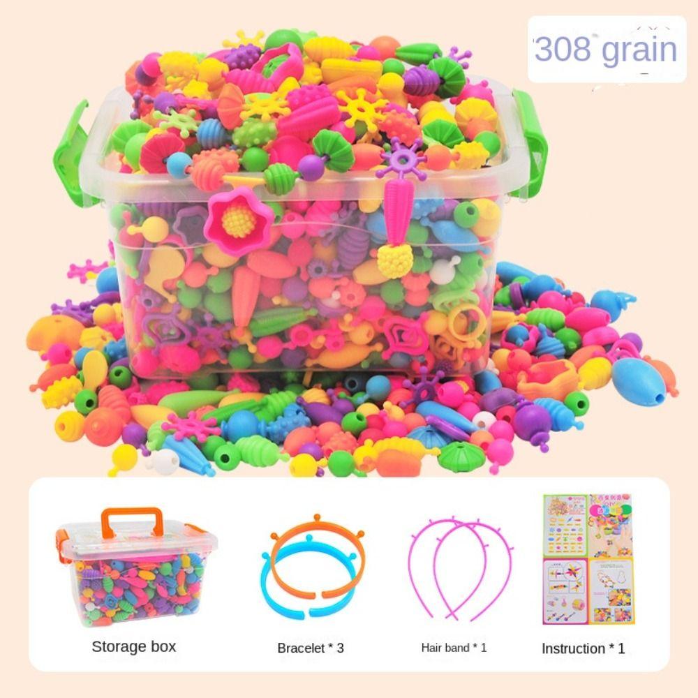 108/188/308pcs Multi-shaped Snap Pop Beads Kits Educational Jewelry Making Toys  Children