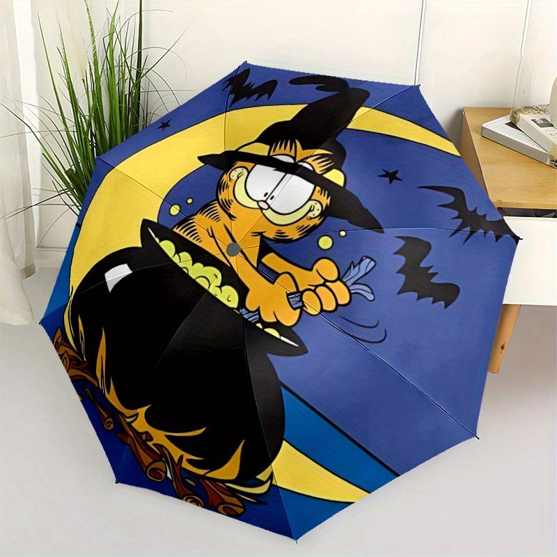 1pc Halloween Garfield Home Essential Cute Cartoon Umbrella, Portable Folding Umbrella with Durable Iron Frame 8 Ribs, 088