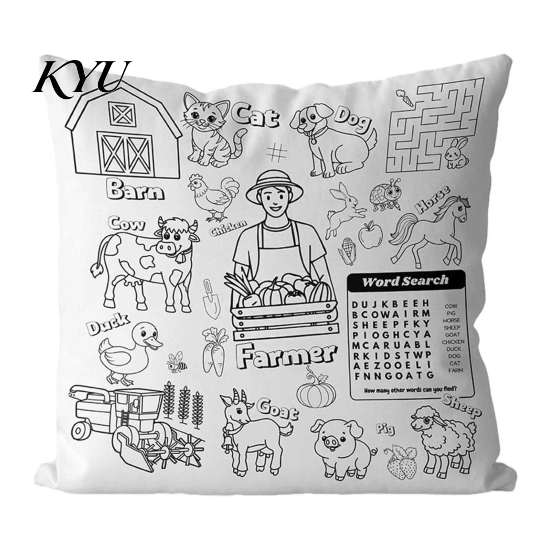 Parent Child Interaction Tools DIY Coloring Cushion Cover, Color Your Own Throw Pillow 18 x Washable Drawing Pillowcases Inches Case for Kids