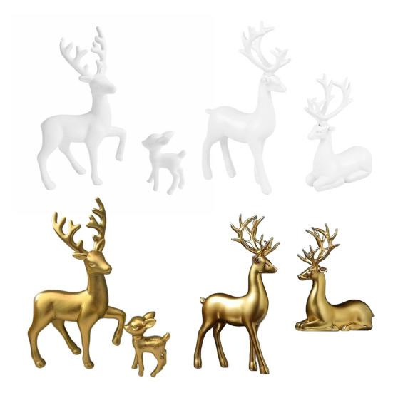 1 Pair of Deer Sculpture Christmas Small Reindeer Figurine for Living Room TV Cabinet Home Office Decoration