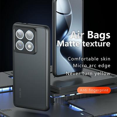 Чехол для Xiaomi 14T Pro, Текстура кожи, ТПУ+ПК, Матовый корпус телефона, Прозрачный черный