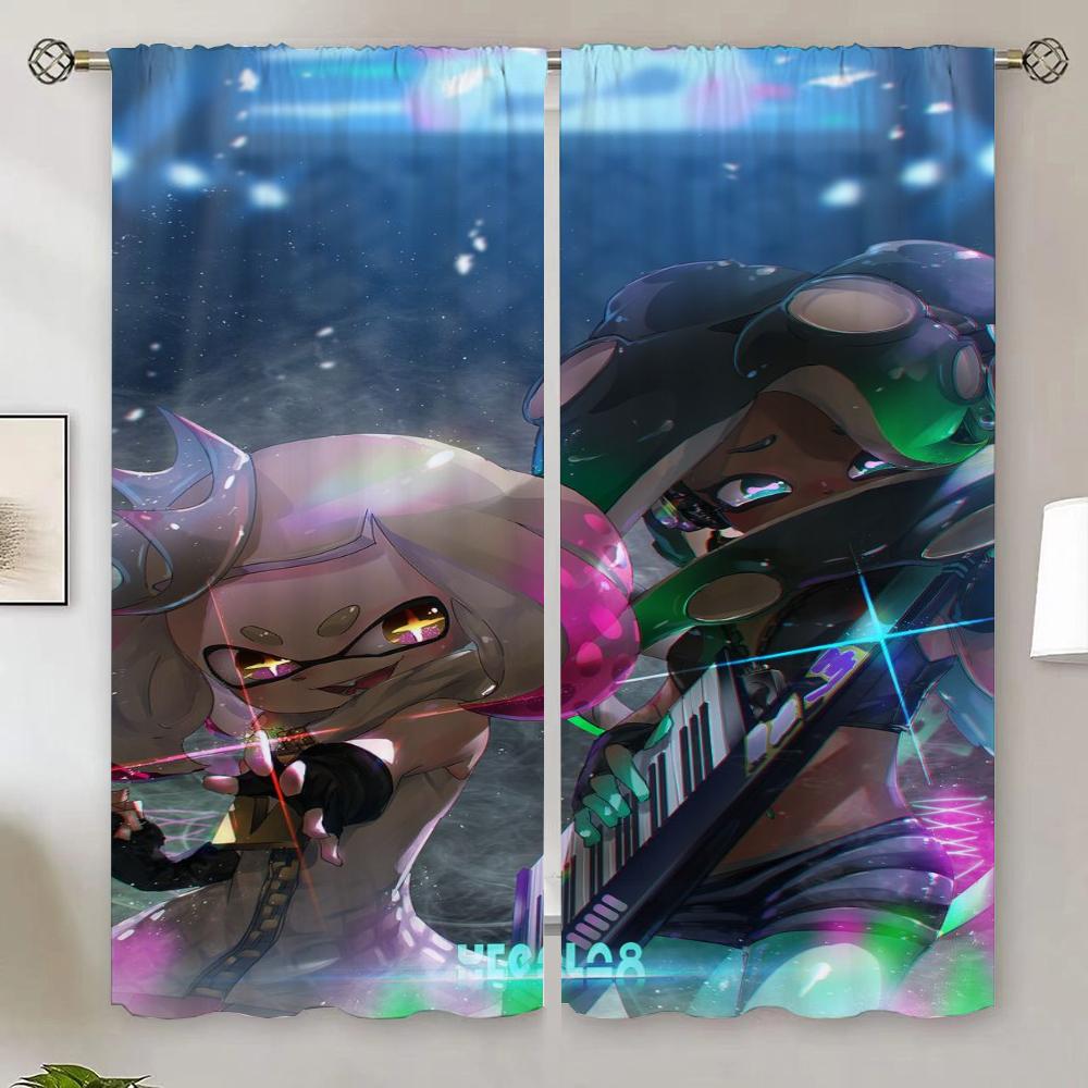 Splatoon Kitchen Curtains for Living Room 2 Elegant Pieces Blackout Curtain 100% Cheap Things With Free Shipping for Home Blinds