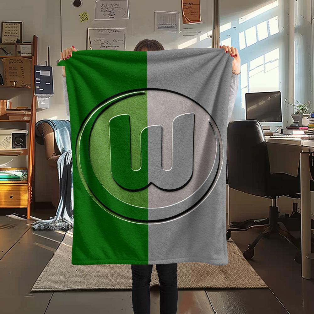 1pc VfL Wolfsburg Print Flannel Blanket, High quality Comfortable for All Seasons, Home Decor, Warmth and Comfort, Perfect for Christmas Gifts101