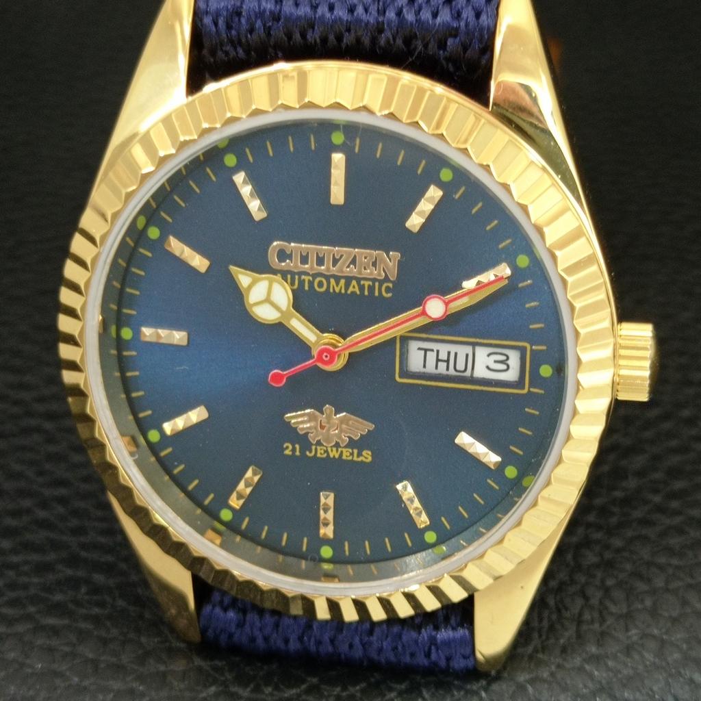 АВТОМАТИЧЕСКИЕ ВИНТАЖНЫЕ ВОССТАНОВЛЕННЫЕ ЯПОНСКИЕ МУЖСКИЕ ЧАСЫ CITIZEN 8200 С СИННИМ ЦИФЕРБЛАТОМ a445341-1
