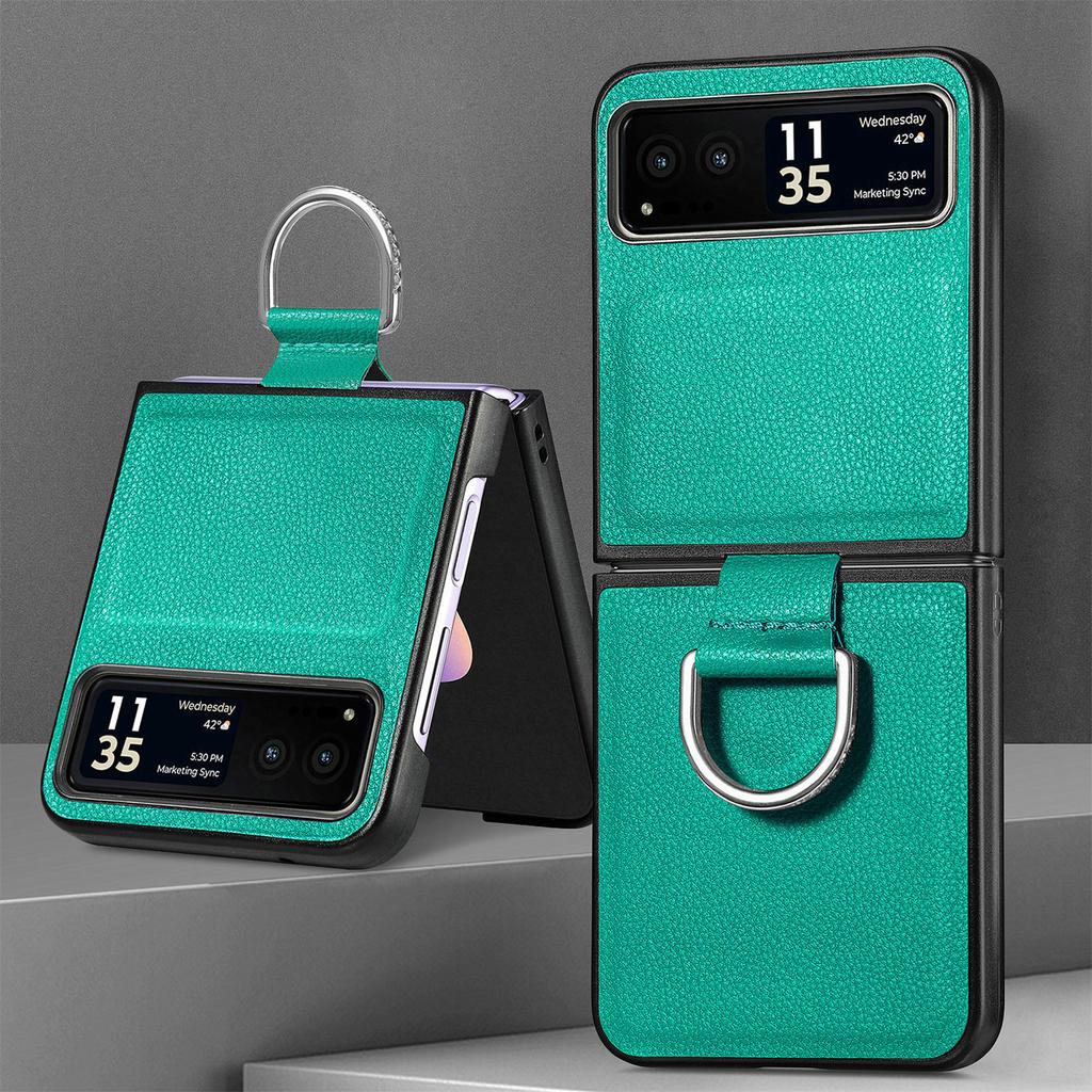 Suitable for Moto Razr11 mobile phone case, lychee pattern ring PU leather razr11Ultra folding screen case