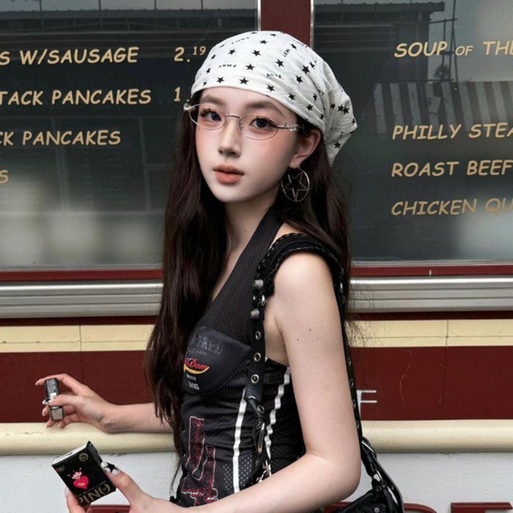 Sweet Leopard Print Headscarf Star Punk Bandana Elegant Y2k Print Turban Spice Girls